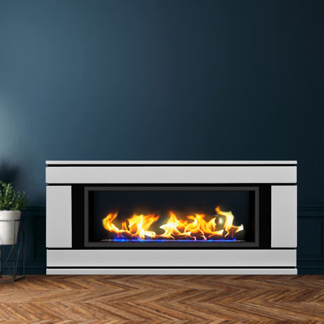 Биокамин в линейном портале "Русский огонь" Вега с декоративным стеклом (стемалитом) по цене 106 650 руб.