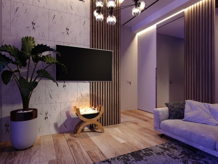 Биокамин напольный "Русский огонь" Санрайз макс коричневый по цене 29 900 руб.